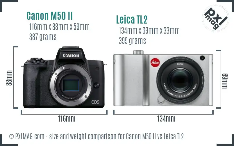 Canon M50 II vs Leica TL2 size comparison