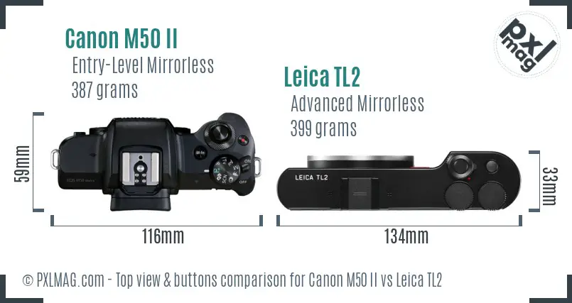Canon M50 II vs Leica TL2 top view buttons comparison
