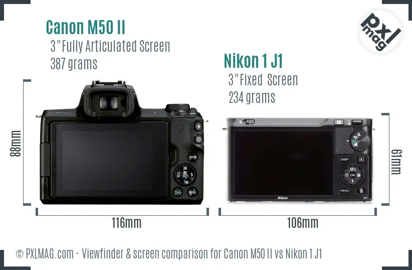 Canon M50 II vs Nikon 1 J1 Screen and Viewfinder comparison