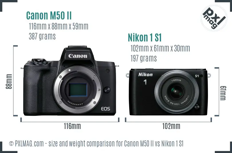 Canon M50 II vs Nikon 1 S1 size comparison