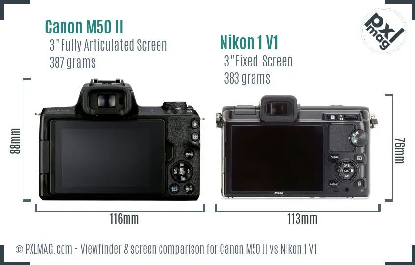 Canon M50 II vs Nikon 1 V1 Screen and Viewfinder comparison