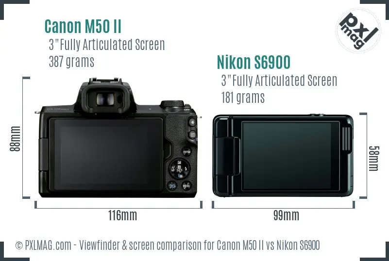 Canon M50 II vs Nikon S6900 Screen and Viewfinder comparison
