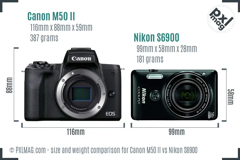 Canon M50 II vs Nikon S6900 size comparison