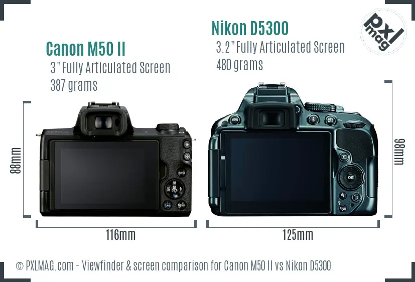 Canon M50 II vs Nikon D5300 Screen and Viewfinder comparison