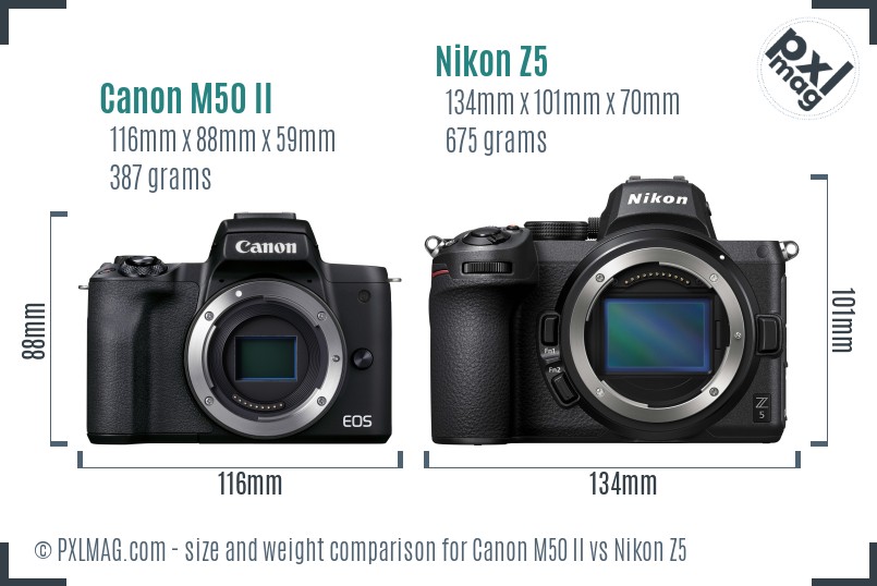 Canon M50 II vs Nikon Z5 size comparison Canon M50 II vs Nikon Z5 size comparison