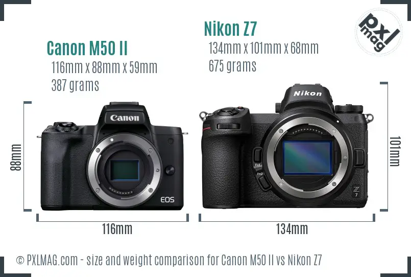 Canon M50 II vs Nikon Z7 size comparison