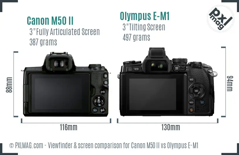 Canon M50 II vs Olympus E-M1 Screen and Viewfinder comparison Canon M50 II vs Olympus E-M1 Screen and Viewfinder comparison