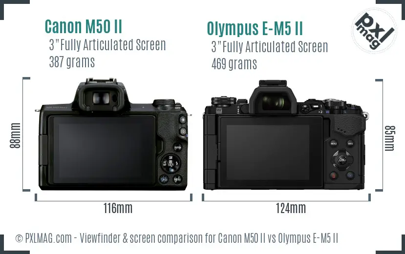 Canon M50 II vs Olympus E-M5 II Screen and Viewfinder comparison