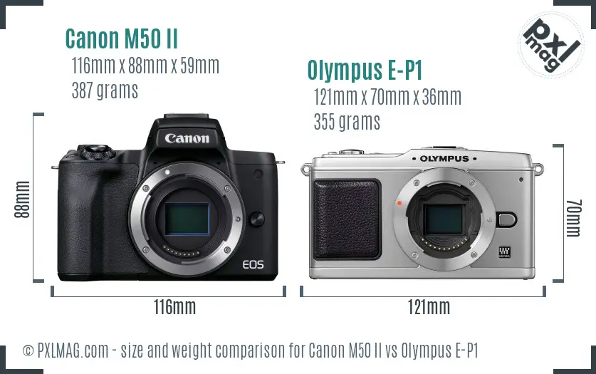 Canon M50 II vs Olympus E-P1 size comparison