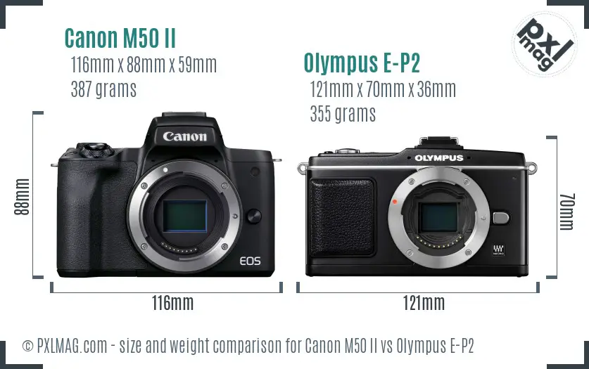 Canon M50 II vs Olympus E-P2 size comparison