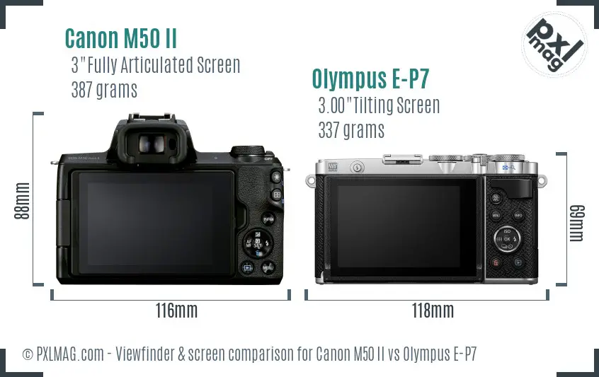 Canon M50 II vs Olympus E-P7 Screen and Viewfinder comparison