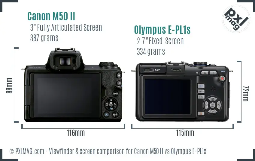 Canon M50 II vs Olympus E-PL1s Screen and Viewfinder comparison