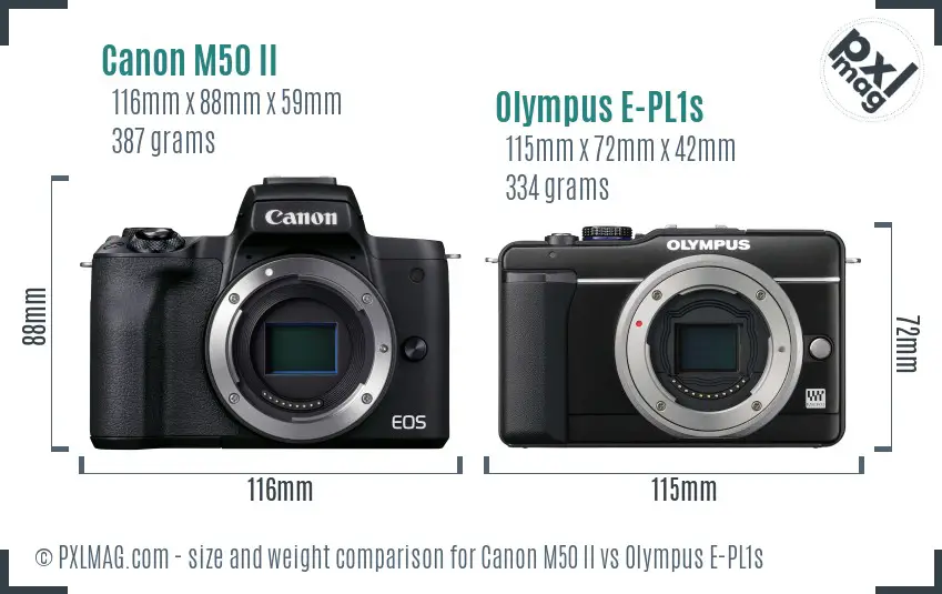 Canon M50 II vs Olympus E-PL1s size comparison