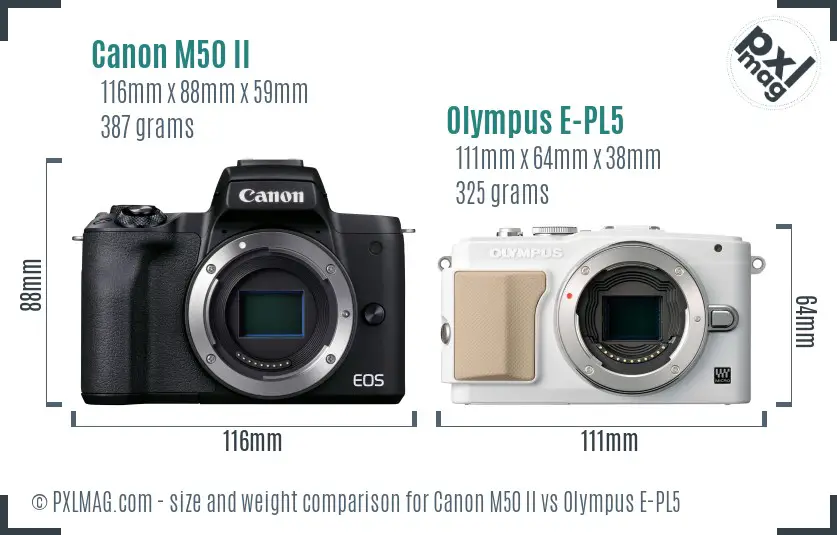 Canon M50 II vs Olympus E-PL5 size comparison