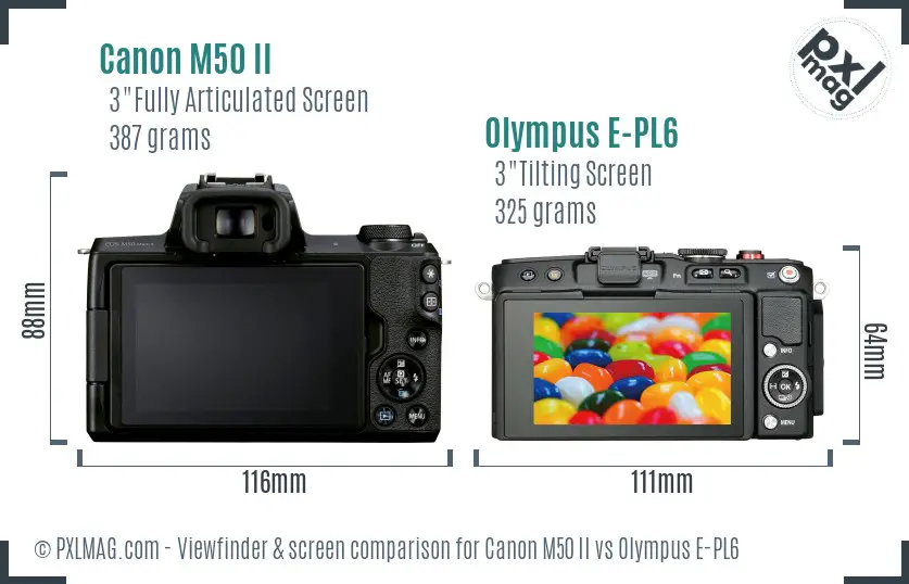 Canon M50 II vs Olympus E-PL6 Screen and Viewfinder comparison