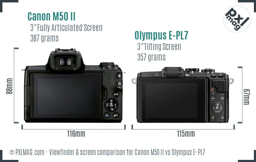Canon M50 II vs Olympus E-PL7 Screen and Viewfinder comparison