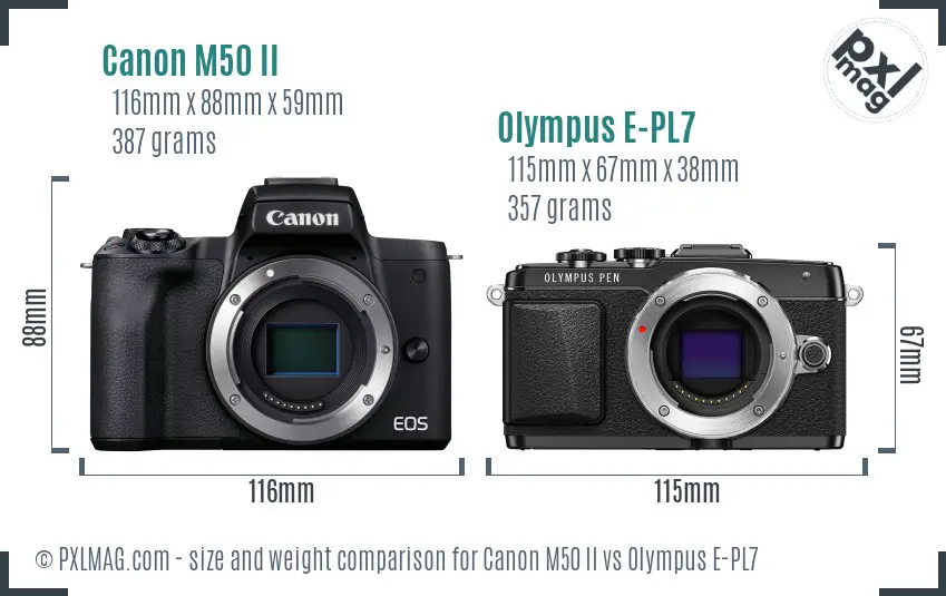 Canon M50 II vs Olympus E-PL7 size comparison