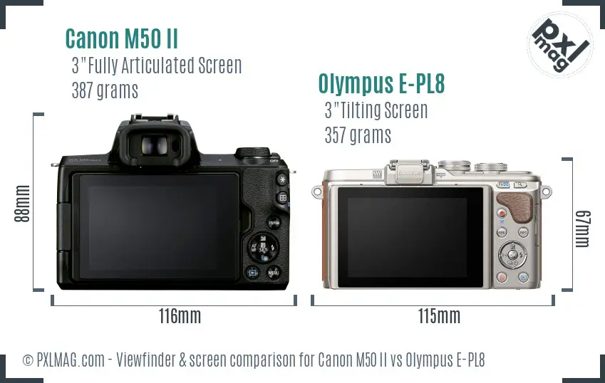 Canon M50 II vs Olympus E-PL8 Screen and Viewfinder comparison
