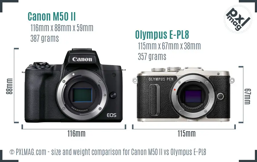 Canon M50 II vs Olympus E-PL8 size comparison