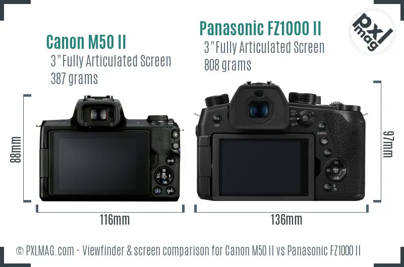 Canon M50 II vs Panasonic FZ1000 II Screen and Viewfinder comparison Canon M50 II vs Panasonic FZ1000 II Screen and Viewfinder comparison