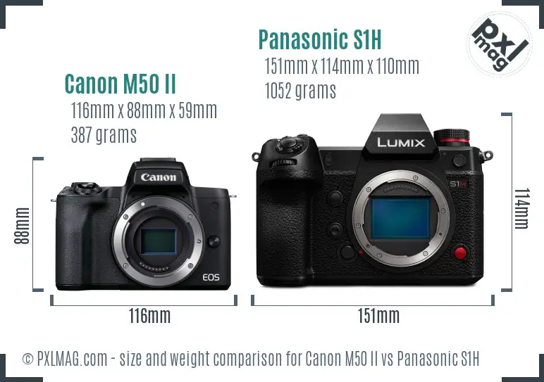 Canon M50 II vs Panasonic S1H size comparison