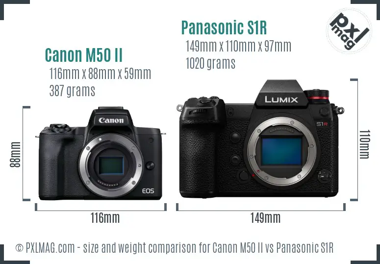 Canon M50 II vs Panasonic S1R size comparison