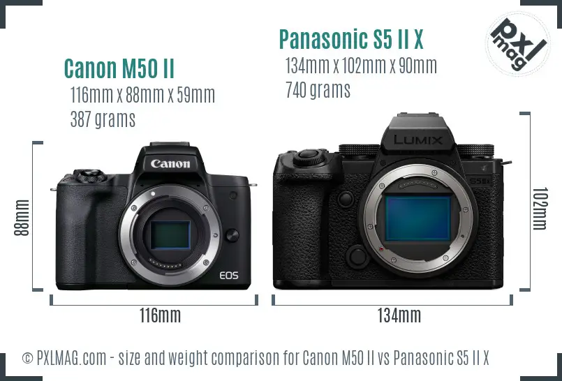 Canon M50 II vs Panasonic S5 II X size comparison Canon M50 II vs Panasonic S5 II X size comparison