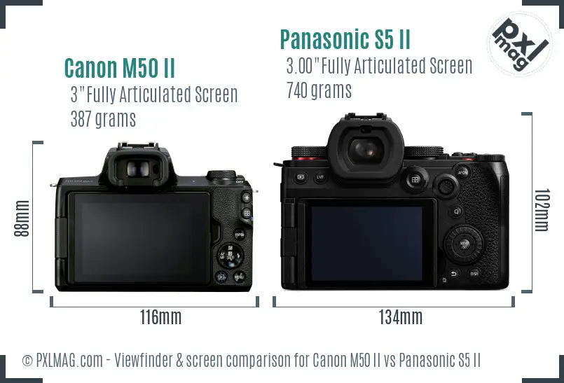 Canon M50 II vs Panasonic S5 II Screen and Viewfinder comparison