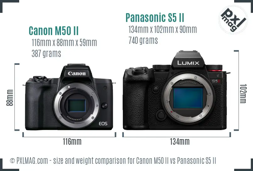 Canon M50 II vs Panasonic S5 II size comparison