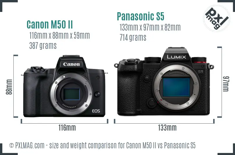 Canon M50 II vs Panasonic S5 size comparison
