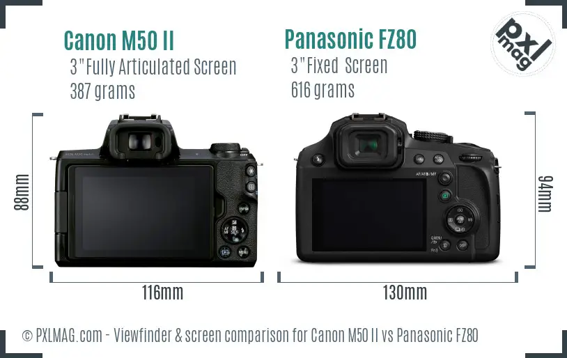 Canon M50 II vs Panasonic FZ80 Screen and Viewfinder comparison Canon M50 II vs Panasonic FZ80 Screen and Viewfinder comparison