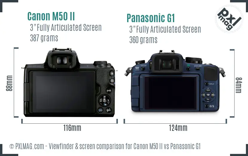 Canon M50 II vs Panasonic G1 Screen and Viewfinder comparison