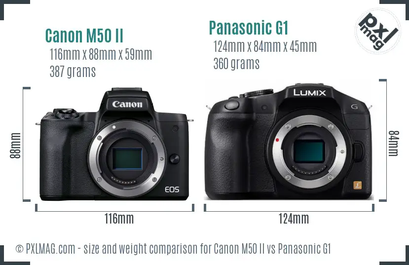 Canon M50 II vs Panasonic G1 size comparison
