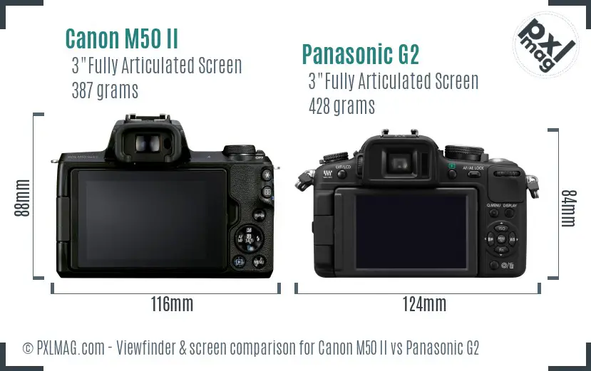 Canon M50 II vs Panasonic G2 Screen and Viewfinder comparison