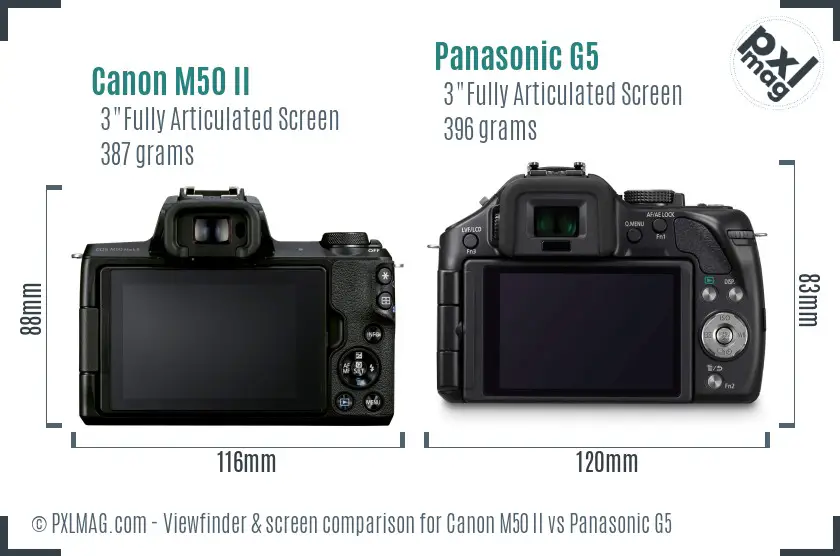 Canon M50 II vs Panasonic G5 Screen and Viewfinder comparison