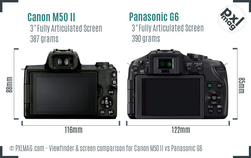 Canon M50 II vs Panasonic G6 Screen and Viewfinder comparison