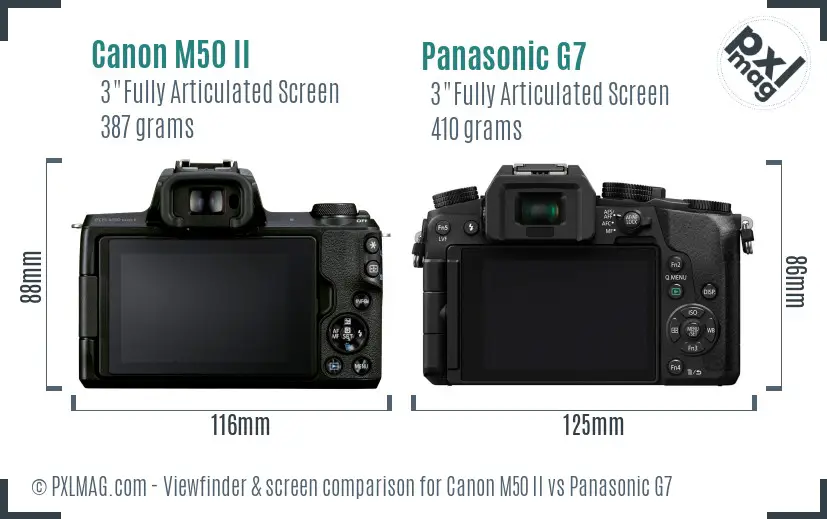 Canon M50 II vs Panasonic G7 Screen and Viewfinder comparison