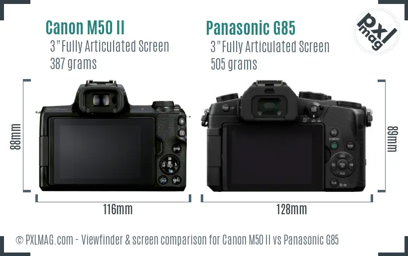 Canon M50 II vs Panasonic G85 Screen and Viewfinder comparison