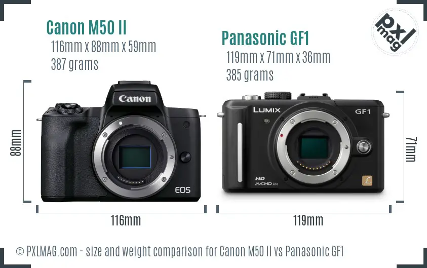 Canon M50 II vs Panasonic GF1 size comparison