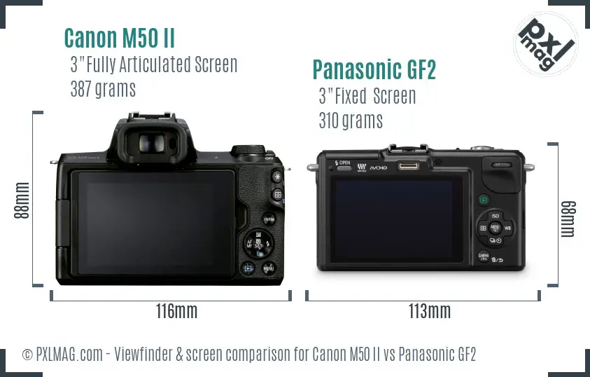 Canon M50 II vs Panasonic GF2 Screen and Viewfinder comparison