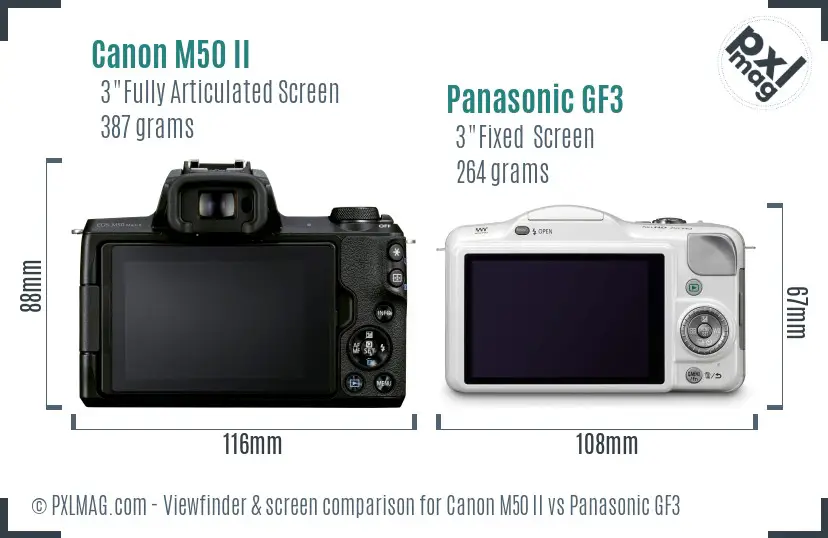 Canon M50 II vs Panasonic GF3 Screen and Viewfinder comparison