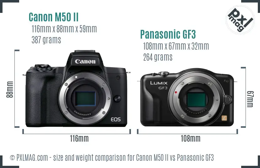 Canon M50 II vs Panasonic GF3 size comparison
