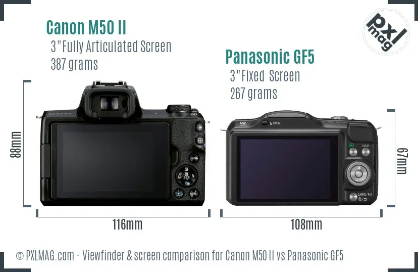 Canon M50 II vs Panasonic GF5 Screen and Viewfinder comparison