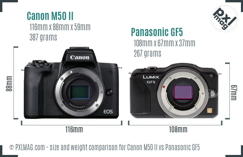 Canon M50 II vs Panasonic GF5 size comparison