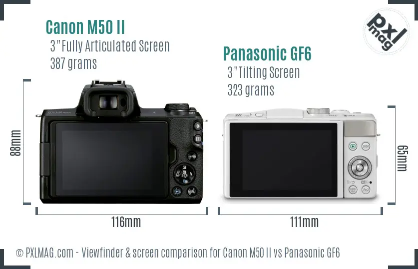 Canon M50 II vs Panasonic GF6 Screen and Viewfinder comparison