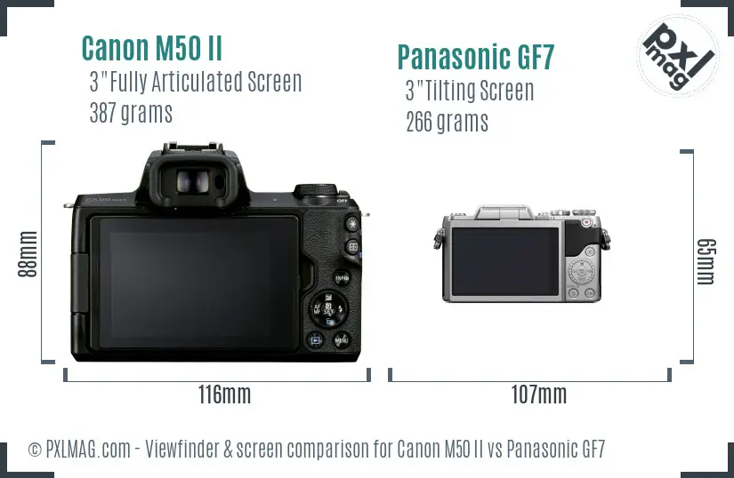 Canon M50 II vs Panasonic GF7 Screen and Viewfinder comparison