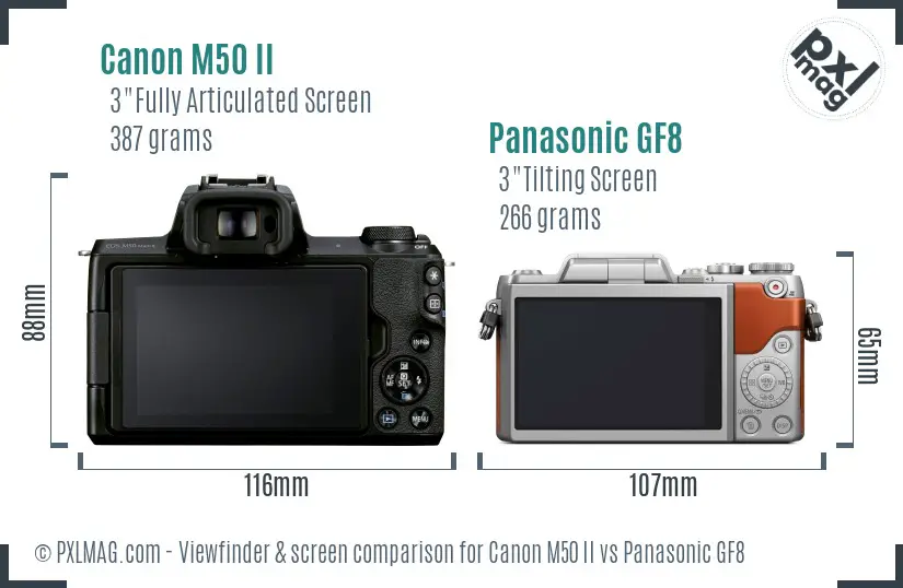 Canon M50 II vs Panasonic GF8 Screen and Viewfinder comparison