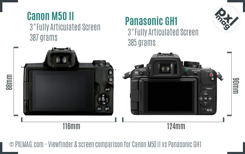 Canon M50 II vs Panasonic GH1 Screen and Viewfinder comparison