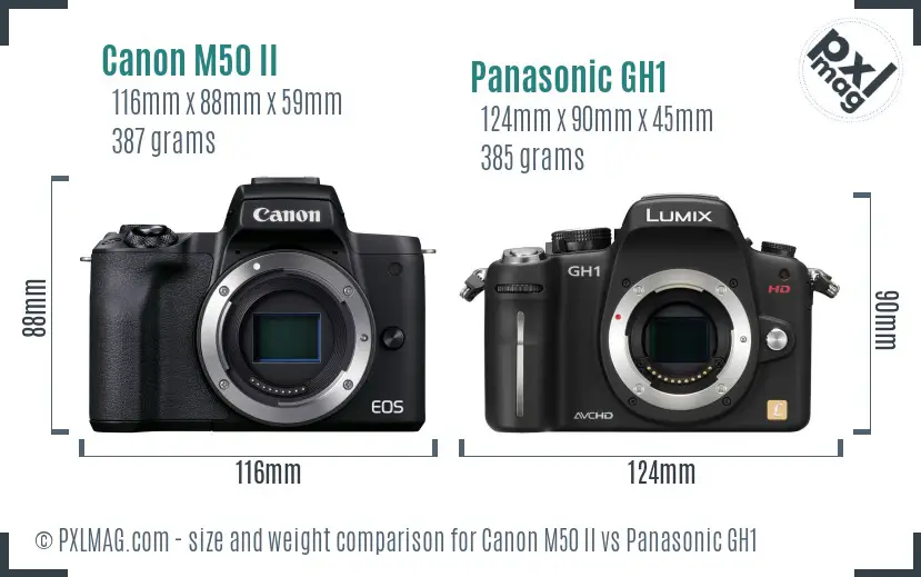 Canon M50 II vs Panasonic GH1 size comparison
