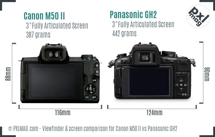 Canon M50 II vs Panasonic GH2 Screen and Viewfinder comparison